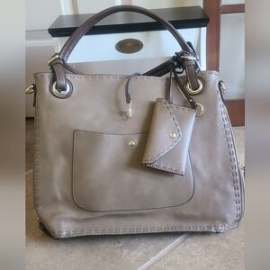 Simply Noelle Brown Handbag Zipper Sides Expandable Large-like new